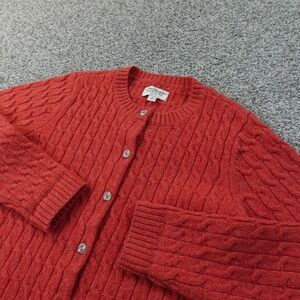 Norm Thompson Orange-Red Cable Knit Button Cardigan